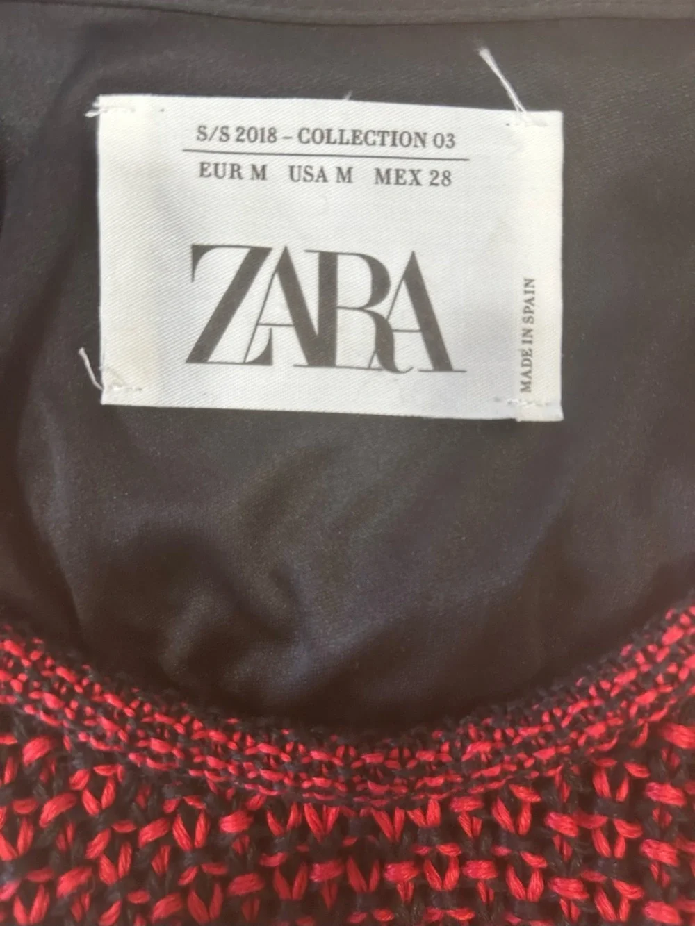 ZARA Red Black Crochet Knit Maxi Dress womens Sz medium Lined Festival vacation - Picture 2 of 10